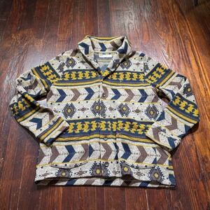 Levis Sweater Mens XL Blue Aztec Shawl Collar Cardigan Fleece Western Chore